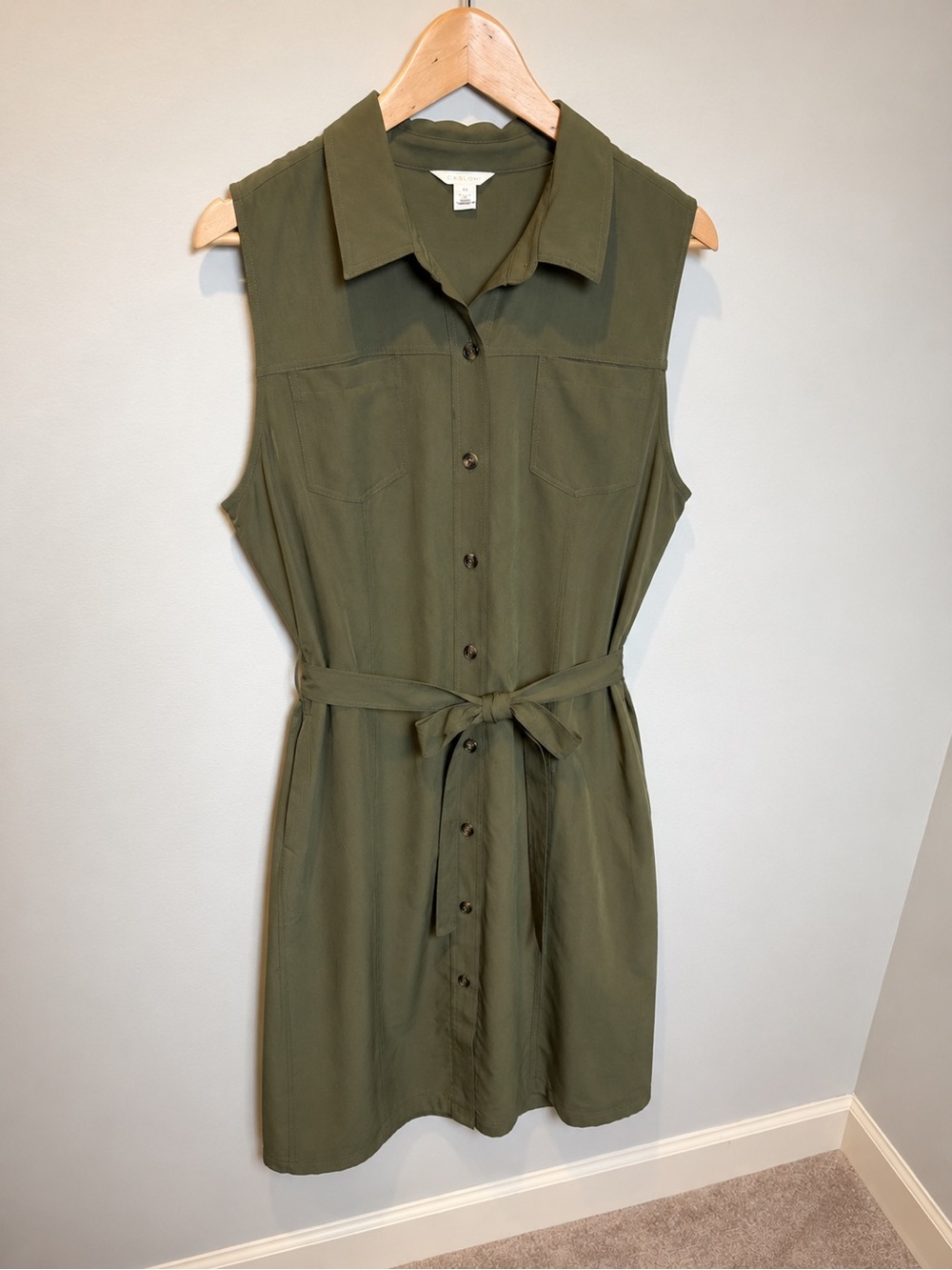 Caslon XL Olive Green Sleeveless Shirt Dress Belted Nordstrom